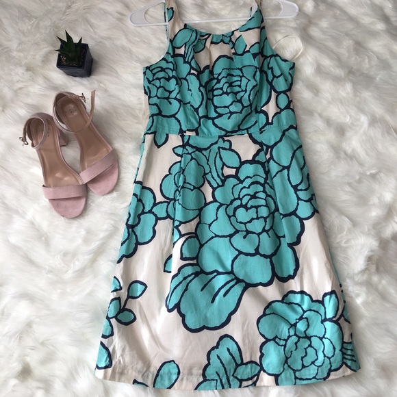 Tori Richard turquoise flower dress - Picture 2 of 4